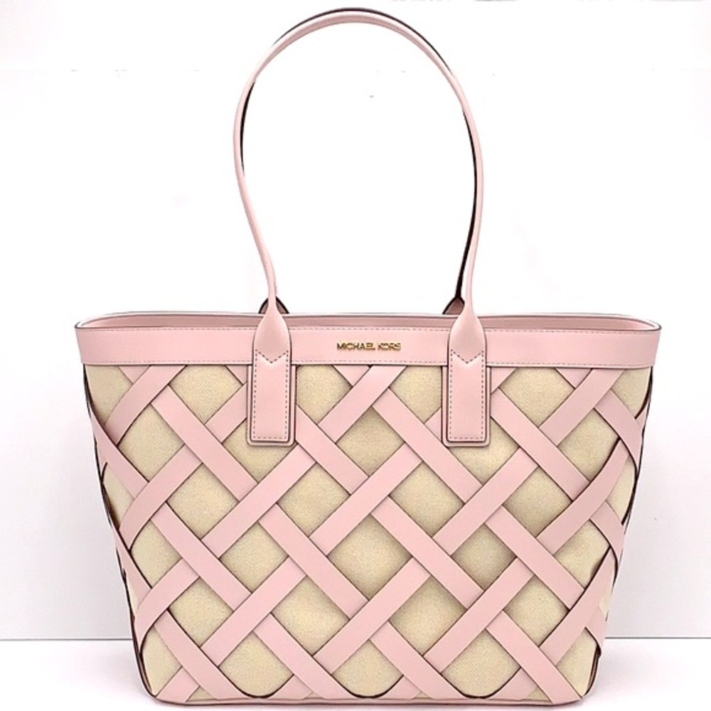 MICHAEL KORS SIENNA Large Tote Shoulder BAG In POWDER BLUSH Leather Canv… - Picture 3 of 16